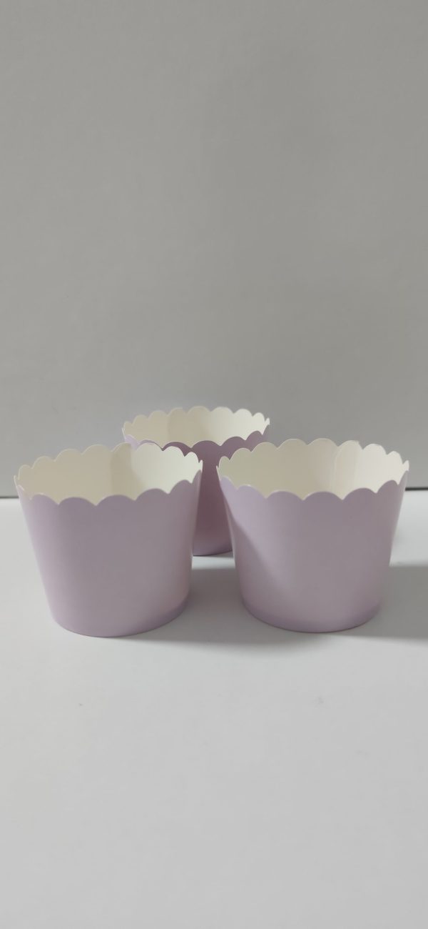 Makaron Lila renk Cupcake Kapsül 25 adet 6.5x5 cm - Görsel 2