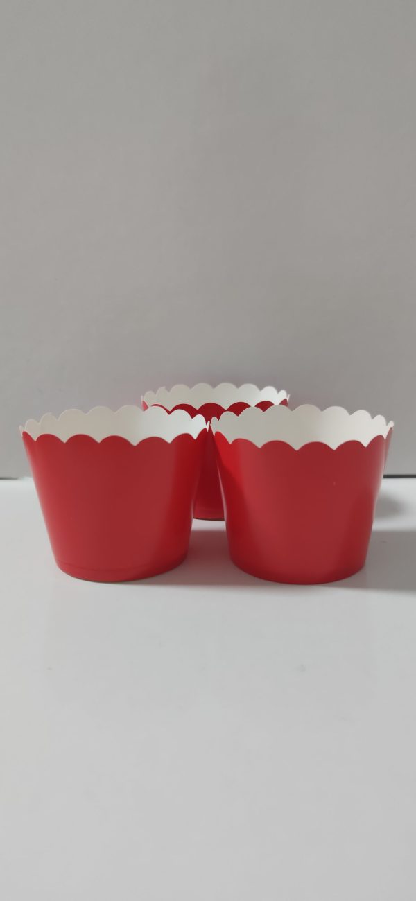 Makaron Kırmızı renk Cupcake Kapsül 25 adet 6.5x5 cm