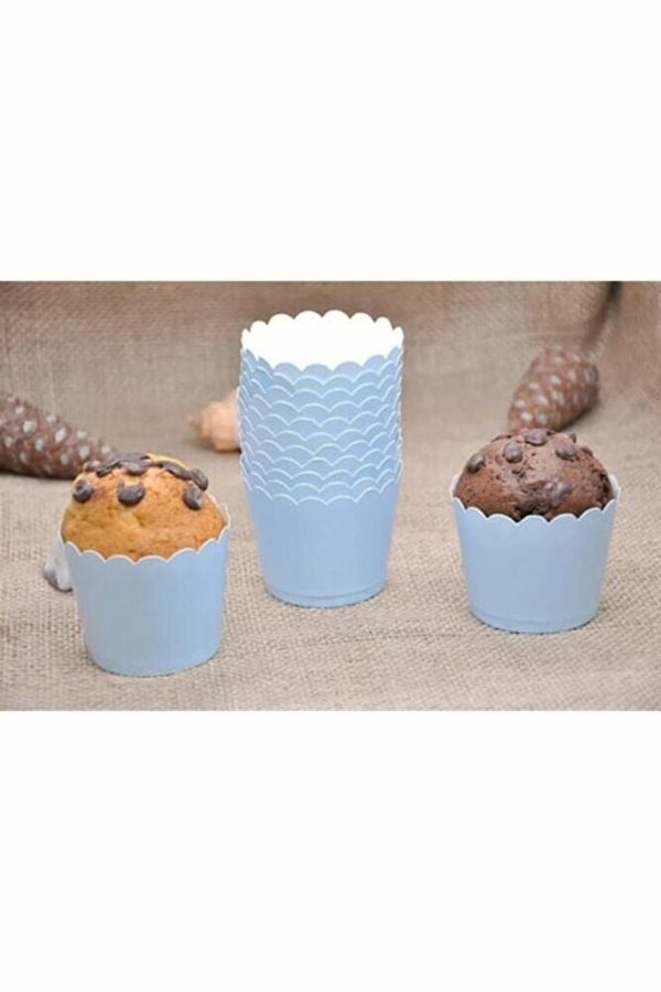 Makaron Bebek Mavi renk Cupcake Kapsül 25 adet 6.5x5 cm