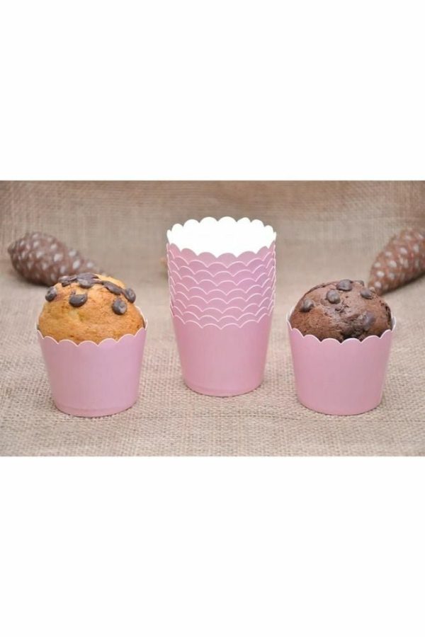 Makaron Bebek Pembe renk Cupcake Kapsül 25 adet 6.5x5 cm